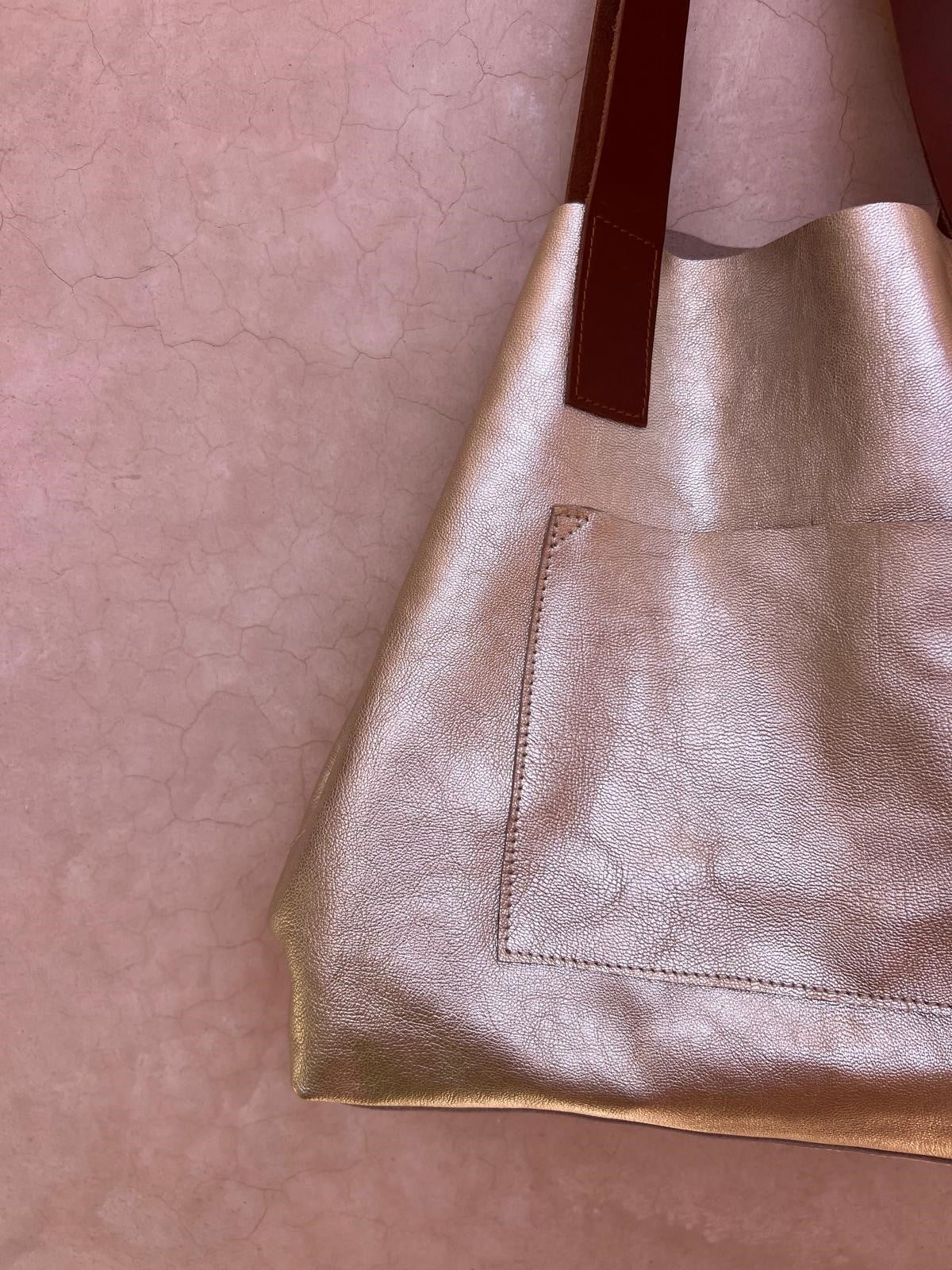 LE CABAS ORSO  cuir et daim camel