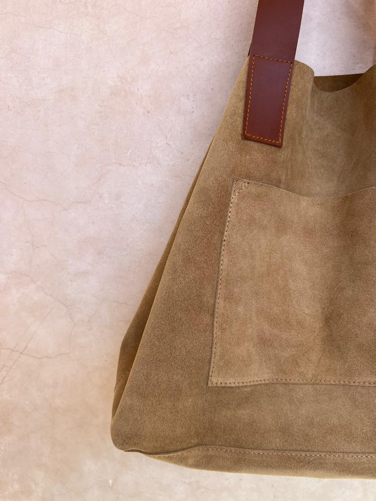 LE CABAS ORSO  cuir et daim camel