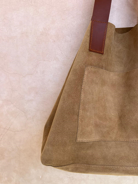 LE CABAS ORSO  cuir et daim camel